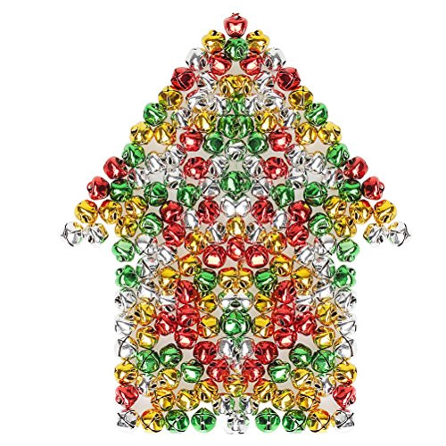Pengxiaomei 200 PCS Jingle Bells, Colorful Christmas Bells, Mini Craft Bells Bulk for Party & Festival Decorations and Jewelry Making, 0.1 inch