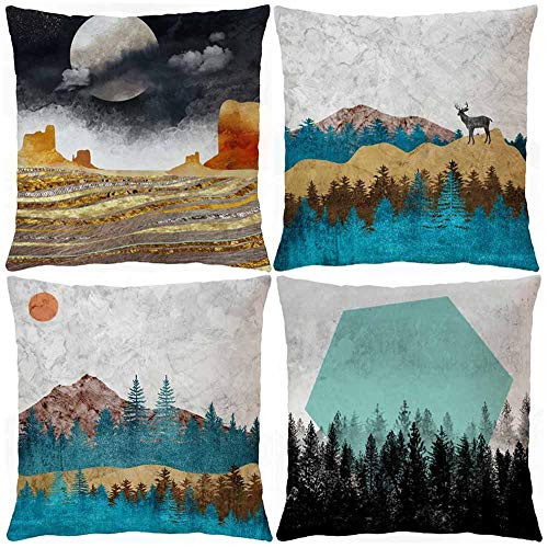 EZVING Hill Sunset Decorative Throw Pillow Covers Decorative Cushion Covers Pillowcase Cushion Case for Sofa Bed 18 x 18 Inch Set of 4 EZVING Hill Sunset Decorative Throw Pillow Covers Decorative Cushion Covers Pillowcase Cushion Case for Sofa Bed 18 x 18 Inch Set of 4