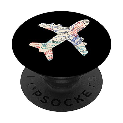 Airplane Shaped Passport Travel Stamps PopSockets PopGrip  Swappable Grip for Phones  and  Tablets