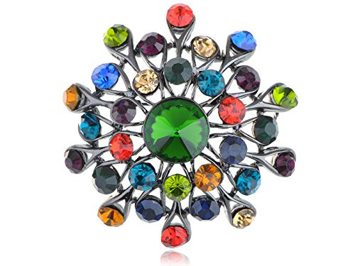 Alilang Beautiful Colorful Sun Star Burst Flower Snowflake Crystal Rhinestone Pin Brooch Alilang Beautiful Colorful Sun Star Burst Flower Snowflake Crystal Rhinestone Pin Brooch