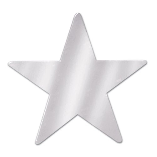 Beistle 57027-S Silver Metallic Star Cutouts, 3-1/2 Inch, 12 Pieces Per Package