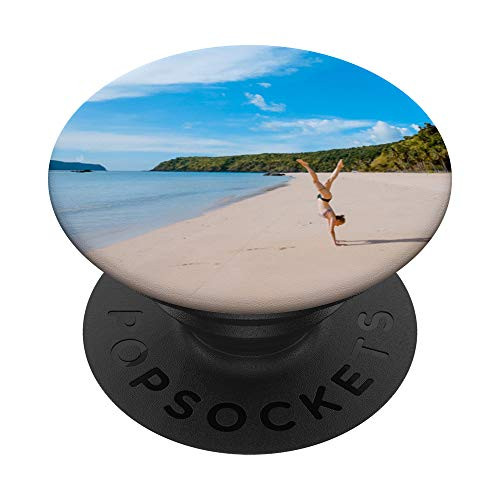 Beach Handstand Cute Tropical Vacation Travel Lover Gift PopSockets PopGrip  Swappable Grip for Phones  and  Tablets