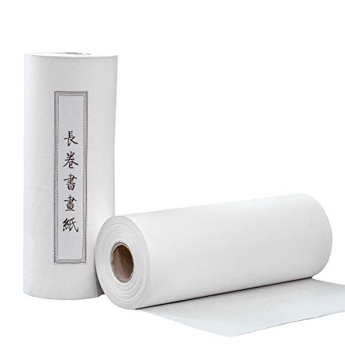 KYMY Chinese Japanese Calligraphy Paper Roll Sumi Paper Xuan Paper Rice Paper for Writing and Painting Chinese Long Scroll Brush Ink Roll Xuan Paper-35cmX25 m Sheng  Raw  Xuan