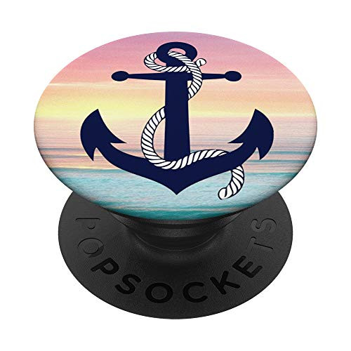 Ocean Sunset  Anchor  Navy  Nautical  Sailor  Boating  Sea PopSockets PopGrip  Swappable Grip for Phones  and  Tablets
