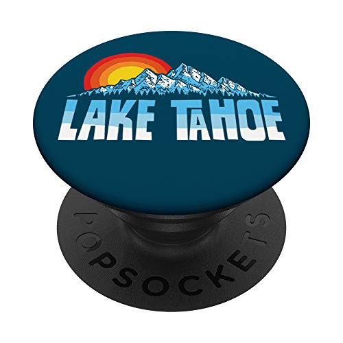 Lake Tahoe Vintage Mountains  and  Sun Design PopSockets PopGrip  Swappable Grip for Phones  and  Tablets
