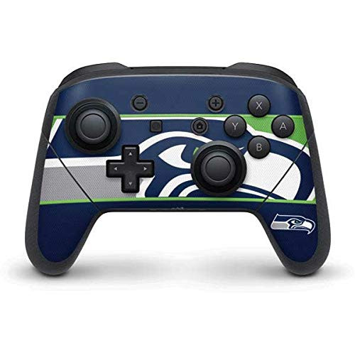 Skinit Decal Gaming Skin Compatible with Nintendo Switch Pro Controller - Officially Licensed NFL Seattle Seahawks Zone Block Design