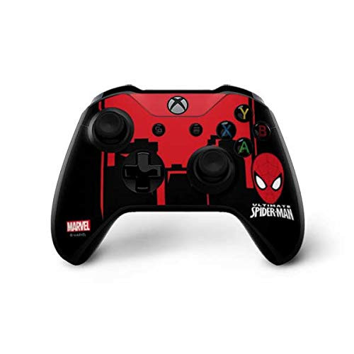 Skinit Decal Gaming Skin Compatible with Xbox One X Controller - Officially Licensed Marvel Disney Ultimate Spider-Man Face Design