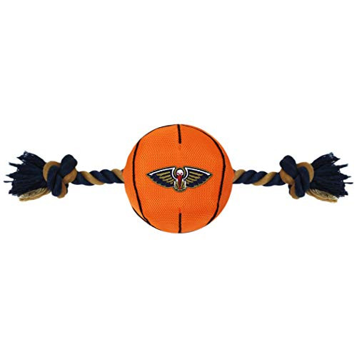 Pets First NBA New Orleans Pelicans Basketball Toy. - Tough Nylon Pet Toy with Tug Ropes and Inner Squeaker One Size NOP-3105 Pets First NBA New Orleans Pelicans Basketball Toy. - Tough Nylon Pet Toy with Tug Ropes and Inner Squeaker One Size NOP-3105