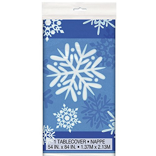Winter Snowflake Holiday Plastic Tablecloth, 84" x 54"