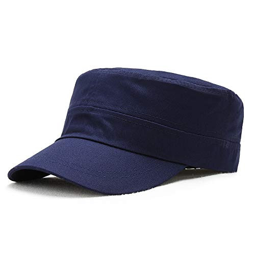 Military Army Hat Men Women Flat Top Baseball Cap Cotton Sun Visor Cadet Cap  Navy