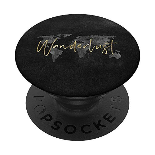 Wanderlust Travel Adventure Map Quote by Nature Magick PopSockets Grip and Stand for Phones and Tablets