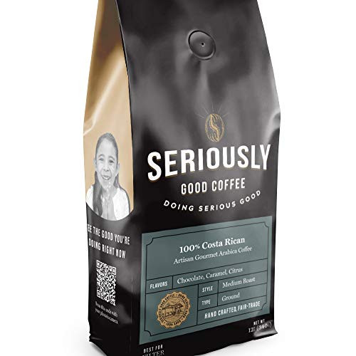 Seriously Good Coffee  100 percent Costa Rican  SINGLE ORIGIN  Gourmet Arabica Coffee  Fair Trade  Medium Roast  Ground