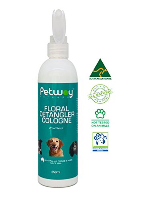 PETWAY Petcare Floral Detangler Cologne  Pet Cologne  Detangling and Dematting Spray with Deodorizing and Conditioning Qualities  Dog Grooming Detangler Conditioner Spray - 250ml
