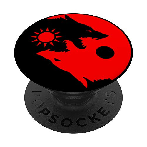 Ying Yang Wolf  Red  Sun Moon  Yin Yang  Zen  Dog Spirit PopSockets PopGrip  Swappable Grip for Phones  and  Tablets
