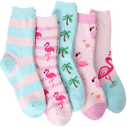 Womens Girls Fuzzy Slipper Socks Cozy Fleece Soft Warm Cabin Plush Fluffy Sleep Winter Adult Socks Christmas Stocking Stuffers 5 Pairs?Flamingo B? Womens Girls Fuzzy Slipper Socks Cozy Fleece Soft Warm Cabin Plush Fluffy Sleep Winter Adult Socks Christmas Stocking Stuffers 5 Pairs?Flamingo B?