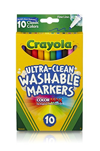 Crayola 10 Ct Ultra-Clean Fine Line Washable Markers, Color Max
