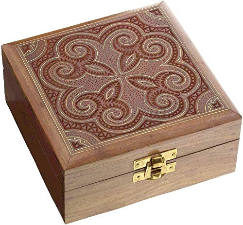 ITOS365 Handmade Wooden Jewelry Box for Women Jewel Organizer Hand Carved Carvings Gift Items - 5 x 5 x 2.25 Inch ITOS365 Handmade Wooden Jewelry Box for Women Jewel Organizer Hand Carved Carvings Gift Items - 5 x 5 x 2.25 Inch