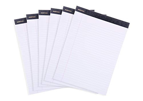 Mintra Office Legal Pads -   PREMIUM WHITE 6pks  8.5in x 11in  WIDE RULED   - 50 Sheets per Notepad  Micro perforated Writing Pad  Notebook Paper for School  College  Office  Professional