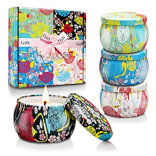 Scented Aromatherapy Candles for Home 4.4oz Soy Wax Jar Candle Gifts Sets for Women Brithday Valentines Gifts Stress Relief 4 Pack
