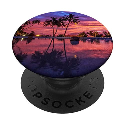 Palm Trees on Pink Sunrise Sundown Hawaii Vacation Mood PopSockets PopGrip  Swappable Grip for Phones  and  Tablets