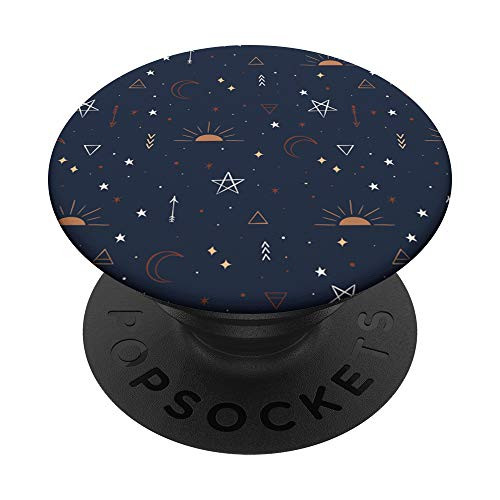 Celestial sun moon and stars boho navy blue PopSockets PopGrip Swappable Grip for Phones and Tablets Celestial sun moon and stars boho navy blue PopSockets PopGrip Swappable Grip for Phones and Tablets