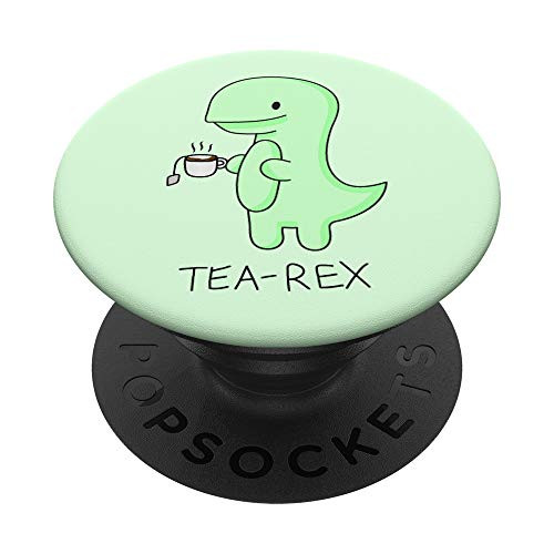 Tea Rex Cartoon Funny T-rex Green Dinosaur Lover T rex PopSockets PopGrip  Swappable Grip for Phones  and  Tablets