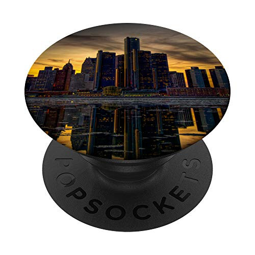 Detroit Skyline Sunset PopSockets PopGrip Swappable Grip for Phones and Tablets Detroit Skyline Sunset PopSockets PopGrip Swappable Grip for Phones and Tablets
