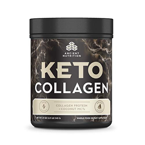 Ancient Nutrition KetoCOLLAGEN Powder, Keto Diet Supplement, Types I and III Collagen Plus Coconut MCTs, Pure Flavor, 30 Servings, 19 oz
