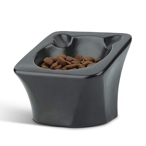 ComSaf Raised Cat Food Bowl Elevated Slanted Kitten Pet Food Bowl Inclined Cat Food Dish Ceramic Cat Pet Food Water Feeder Black ComSaf Raised Cat Food Bowl Elevated Slanted Kitten Pet Food Bowl Inclined Cat Food Dish Ceramic Cat Pet Food Water Feeder Black