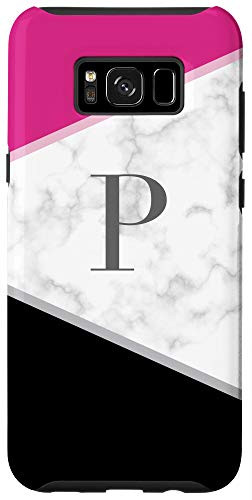 Galaxy S8 plus Color Block Geometric Initial Letter P Monogram Pink Black Case