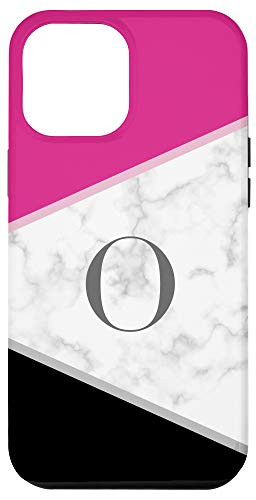 iPhone 12 Pro Max Color Block Geometric Initial Letter O Monogram Pink Black Case