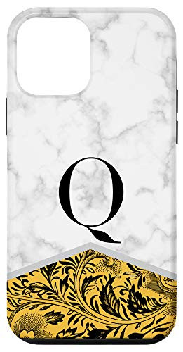 iPhone 12 mini Citrus Color Block Classy Floral Initial Letter Q Monogram Case