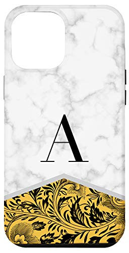 iPhone 12 Pro Max Initial Letter A Monogram Citrus Color Block Classy Floral Case