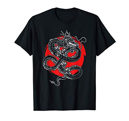 Asian Dragon And Sun Symbol Oriental Chinese Art T-Shirt