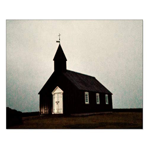 Iceland Photography Black Church Photo Architectural Decor Travel Wall Art