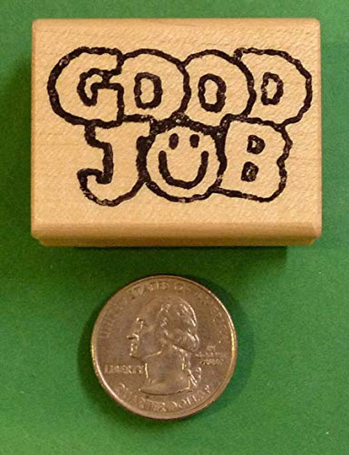 Good Job Smiley - Teacher s Wood Mounted Rubber Stamp - Rubber Stamp Wood Carving Blocks