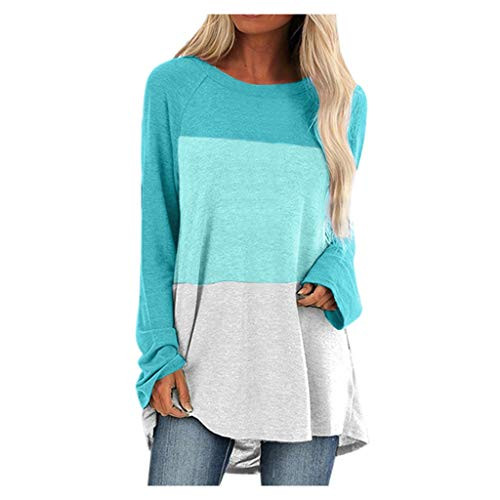SALIFUN Womens Pullover Sweatshirts Long Sleeve Crewneck Tunic Tops Casual Loose Color Block Shirts Blouses