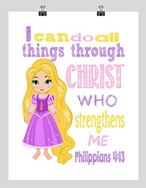 Rapunzel Princess Inspirational Nursery Decor Art Print - I Can Do All Things Through Christ Who Strengthens Me - Philippians 4 13 Rapunzel Princess Inspirational Nursery Decor Art Print - I Can Do All Things Through Christ Who Strengthens Me - Philippians 4 13