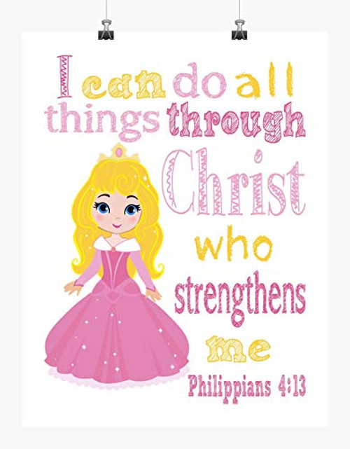 Sleeping Beauty Aurora Princess Inspirational Nursery Decor Art Print - I Can Do All Things Through Christ Who Strengthens Me - Philippians 4 13 Sleeping Beauty Aurora Princess Inspirational Nursery Decor Art Print - I Can Do All Things Through Christ Who Strengthens Me - Philippians 4 13