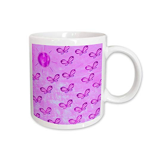 3dRose Pretty Pink Sun and Butterflies Art Nature Ceramic Mug  11-Ounce 3dRose Pretty Pink Sun and Butterflies Art Nature Ceramic Mug  11-Ounce