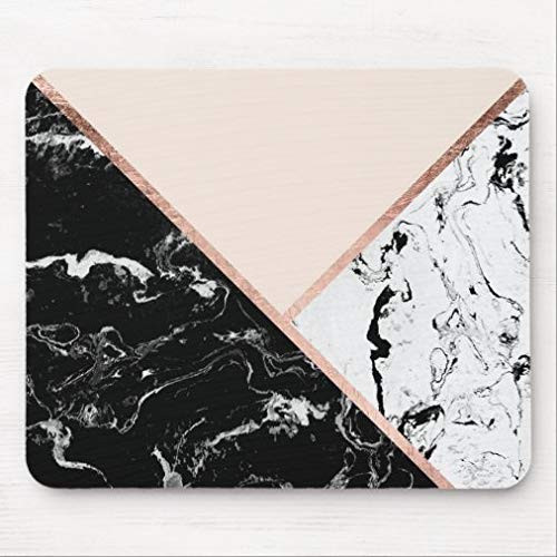 Mouse Pad Modern Black White Marble Rose Gold Color Block Mouse Mat with Non-Slip Rubber Base Mousepad for Laptop  Computer  9 x 7 Inch