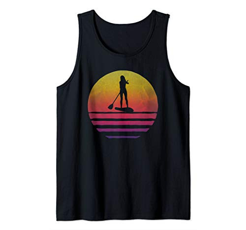 Retro Vintage Sunset Old School Paddle Boarding Funny Gift Tank Top