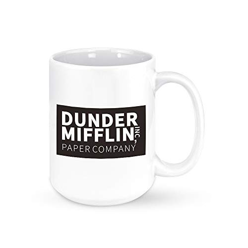 Coffee Mug With Dunder Mifflin The -Worlds Best Boss-15 oz Funny Ceramic Coffee Tea Cocoa Mug-Unique Coffee Cup and Present Idea for Male Female Bosses Coworkers