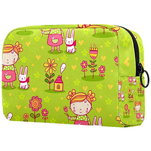 Cosmetic Bag Purse Size Makeup Bag for Women Toiletry Travel Bag  Makeup Organizer  Cosmetic Bag for Girls Zippered Pouch Cute Girl And Rabbit