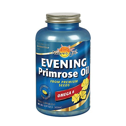 Natures Life Evening Primrose Oil 500 mg Minis   PMS and Menopause Support for Women   Skin Health   180ct  90 Serv.