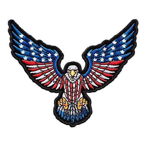PatchStop American Flag Eagle Iron On Patches for Clothing Jeans - 4.752x3.5in Small DIY Sew On Patch for Jackets Bags - Embroidered Patriotic Eagle Decorative Patches