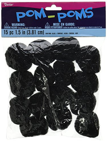 Darice Pom Poms 1.5" 15/Pkg-Black
