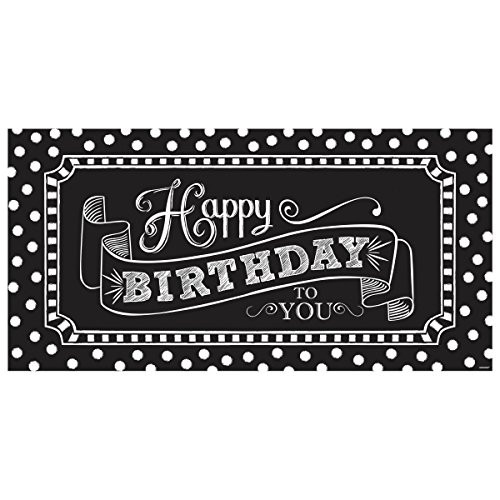 Amscan Classic Black and White Birthday Party Giant Sign Banner Decoration, Multi , 65" x 33 1/2"
