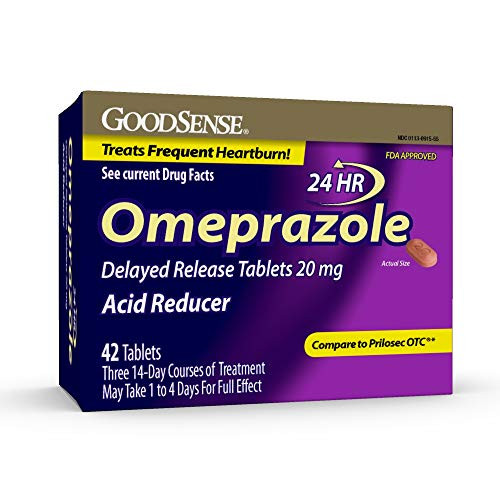 GoodSense Omeprazole Delayed Release 20 mg  Acid Reducer  Treats Frequent Heartburn Tablets  42 Count  Pack of 1