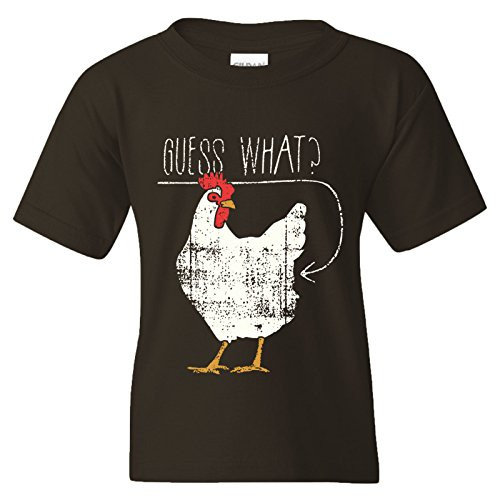 Guess What? Chicken Butt Shirt Youth  Funny  Joke Youth Vintage T Shirt - Medium - Dark Chocolate
